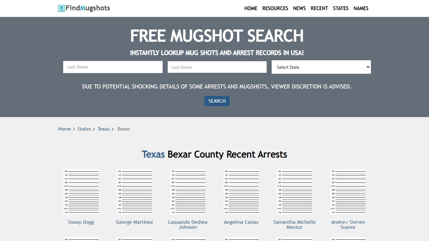 Find Bexar Texas Mugshots - Find Mugshots